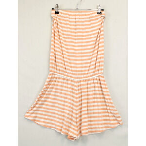 Victoria Secret Strapless Romper Shorts Women XS Beach Cover Up Peach Stripe